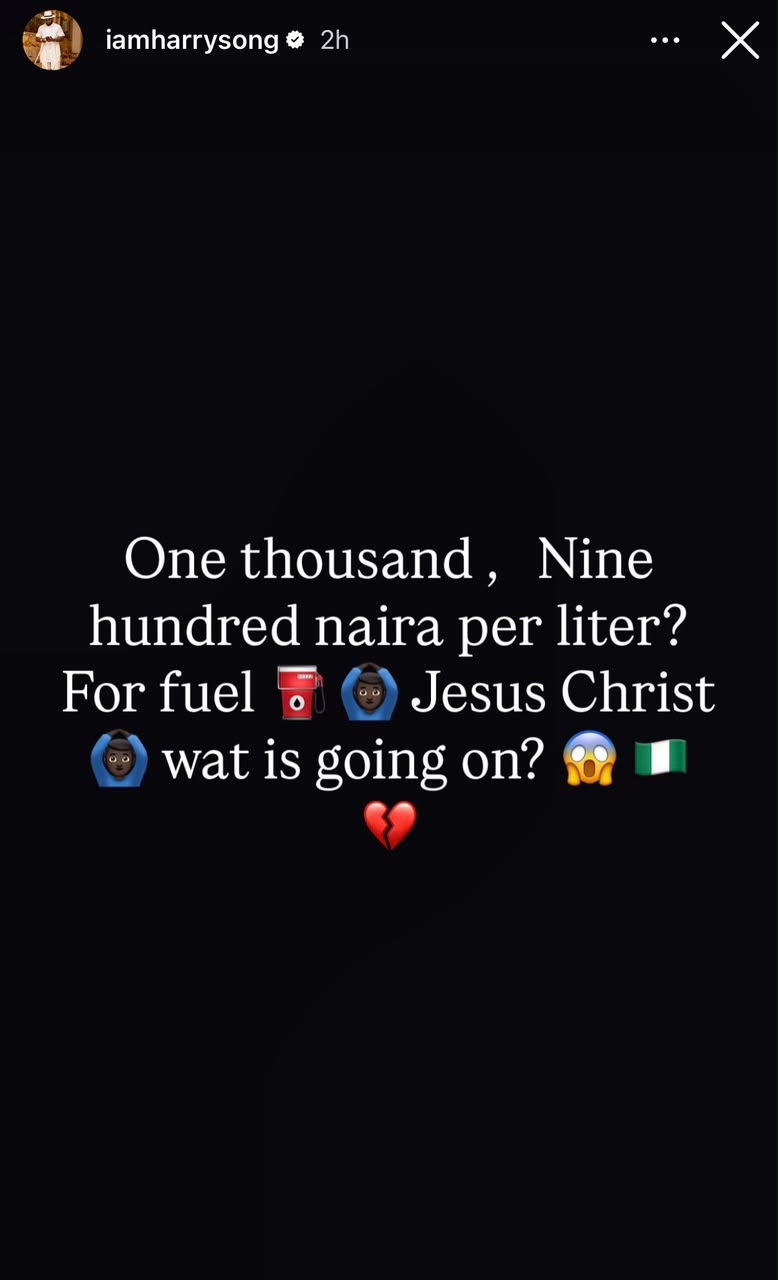 “Nigeria, What’s going on?” - Singer Harrysong cries out as he hints at buying fuel at N1900 per litre